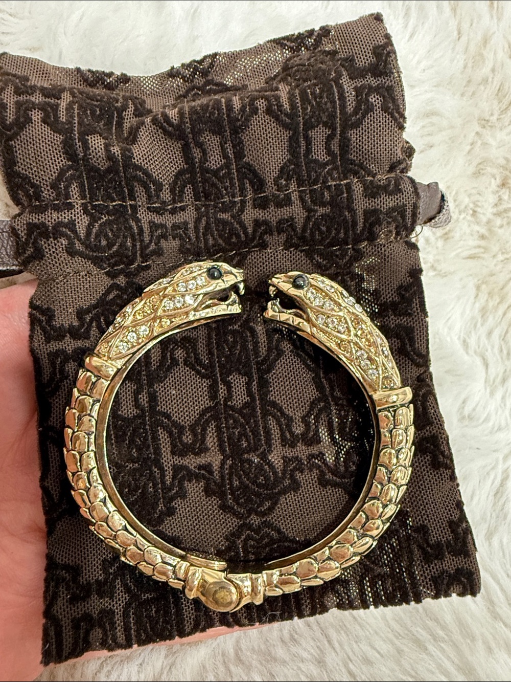 Roberto Cavalli Gold-Tone Double Snake Crystal Bracelet - Women Accessories